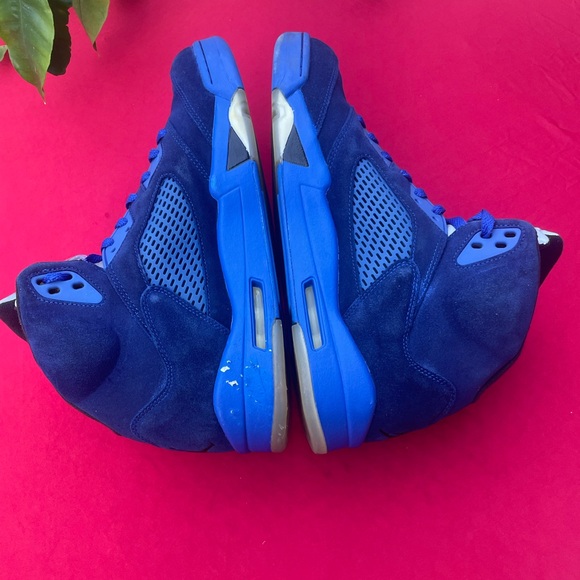 Nike Air Jordan 5 Retro Blue Suede 2017 Size 13   136027-401 Blue Black Silver - Picture 5 of 10